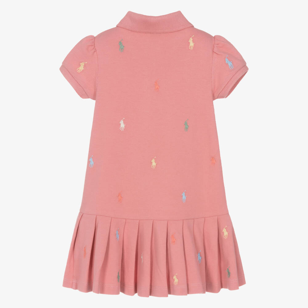 Ralph Lauren-فستان بولو وردي للبنات | Childrensalon Outlet
