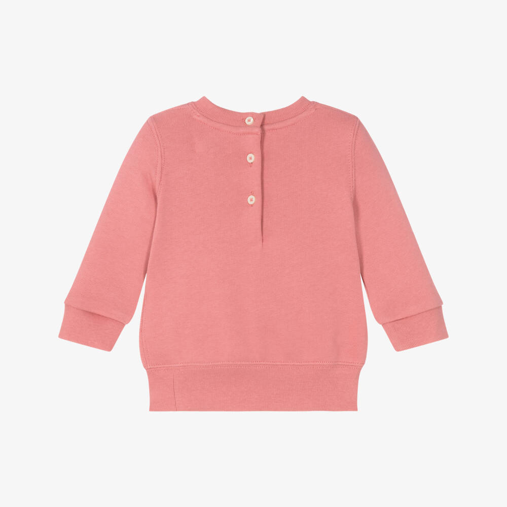 Ralph Lauren-Baby Girls Pink Jersey Sweatshirt with Polo Bear Motif | Childrensalon Outlet