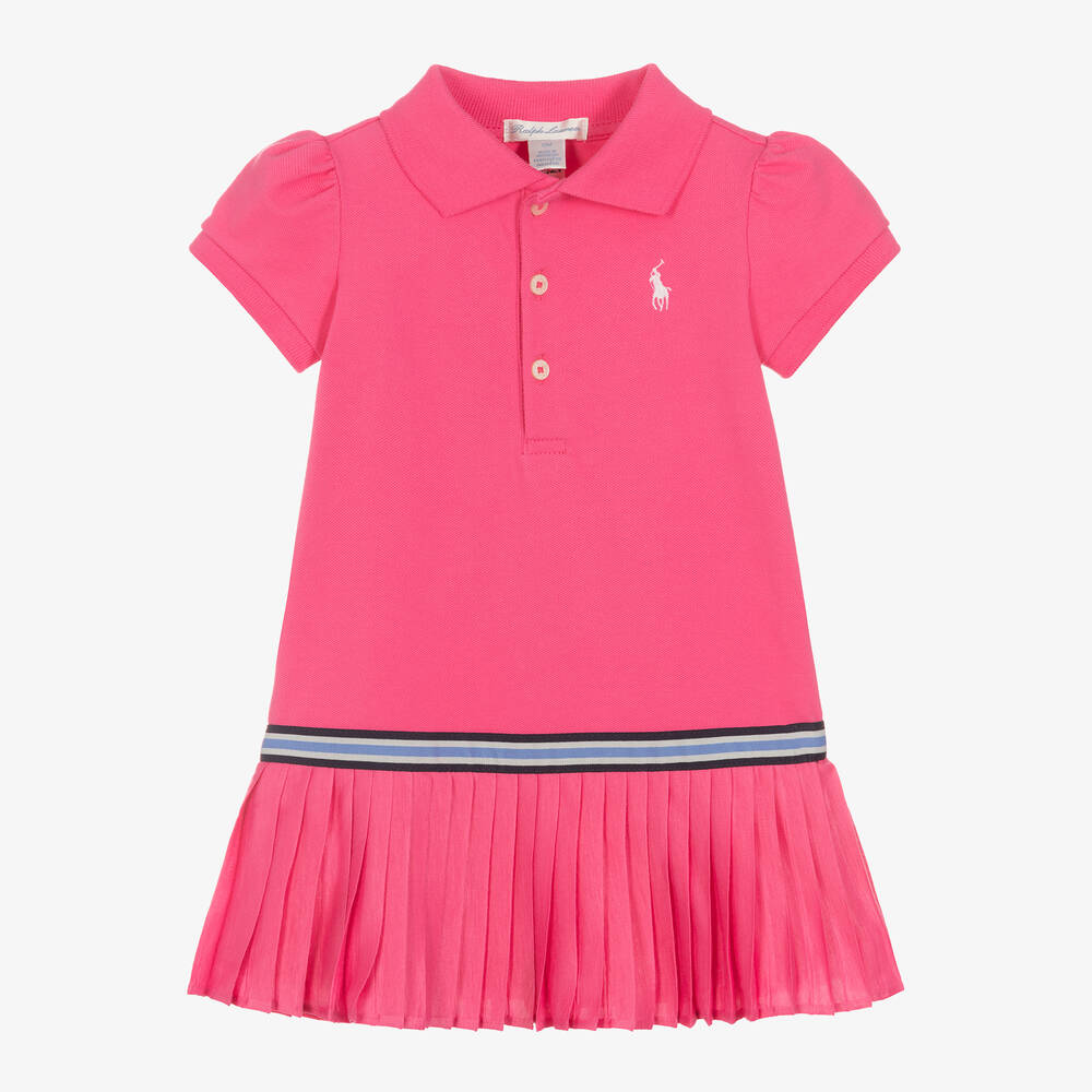Ralph Lauren - Розовое платье поло для малышек | Childrensalon