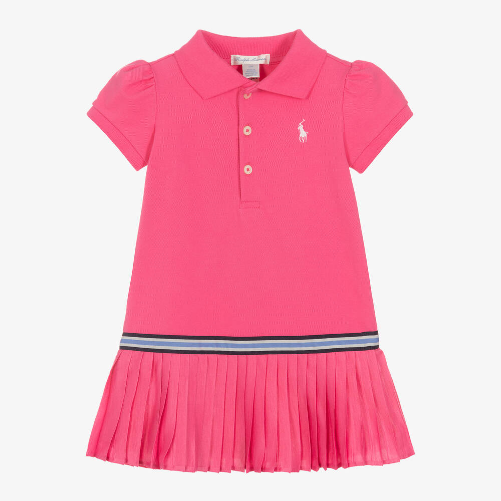 Ralph Lauren - Robe polo rose bébé fille | Childrensalon