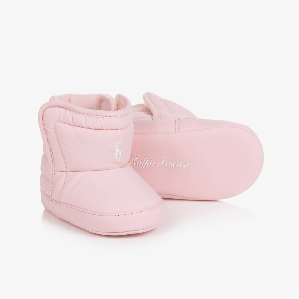 Ralph Lauren - Bottillons roses rembourrés bébé | Childrensalon