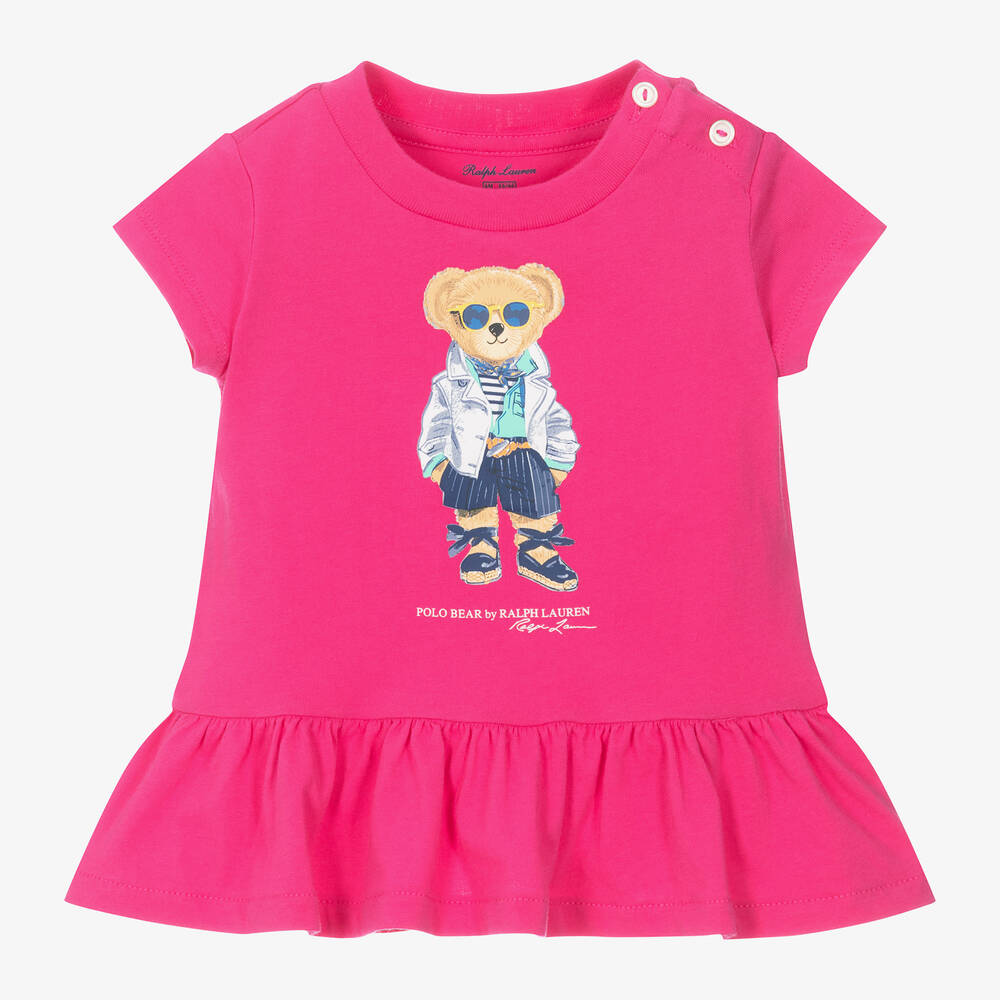 Ralph Lauren-Розовая хлопковая футболка с медвежонком для малышек | Childrensalon Outlet