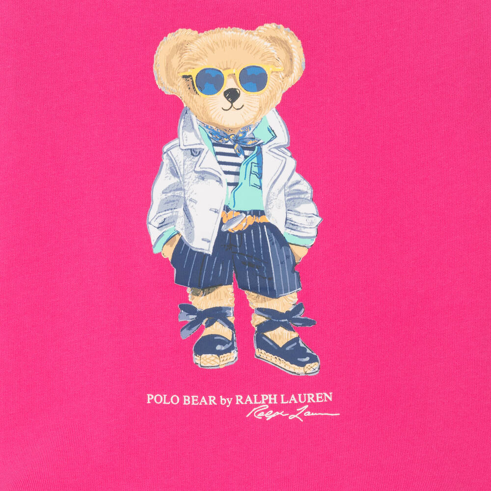 Ralph Lauren Baby Girls Pink Polo Bear Cotton T Shirt