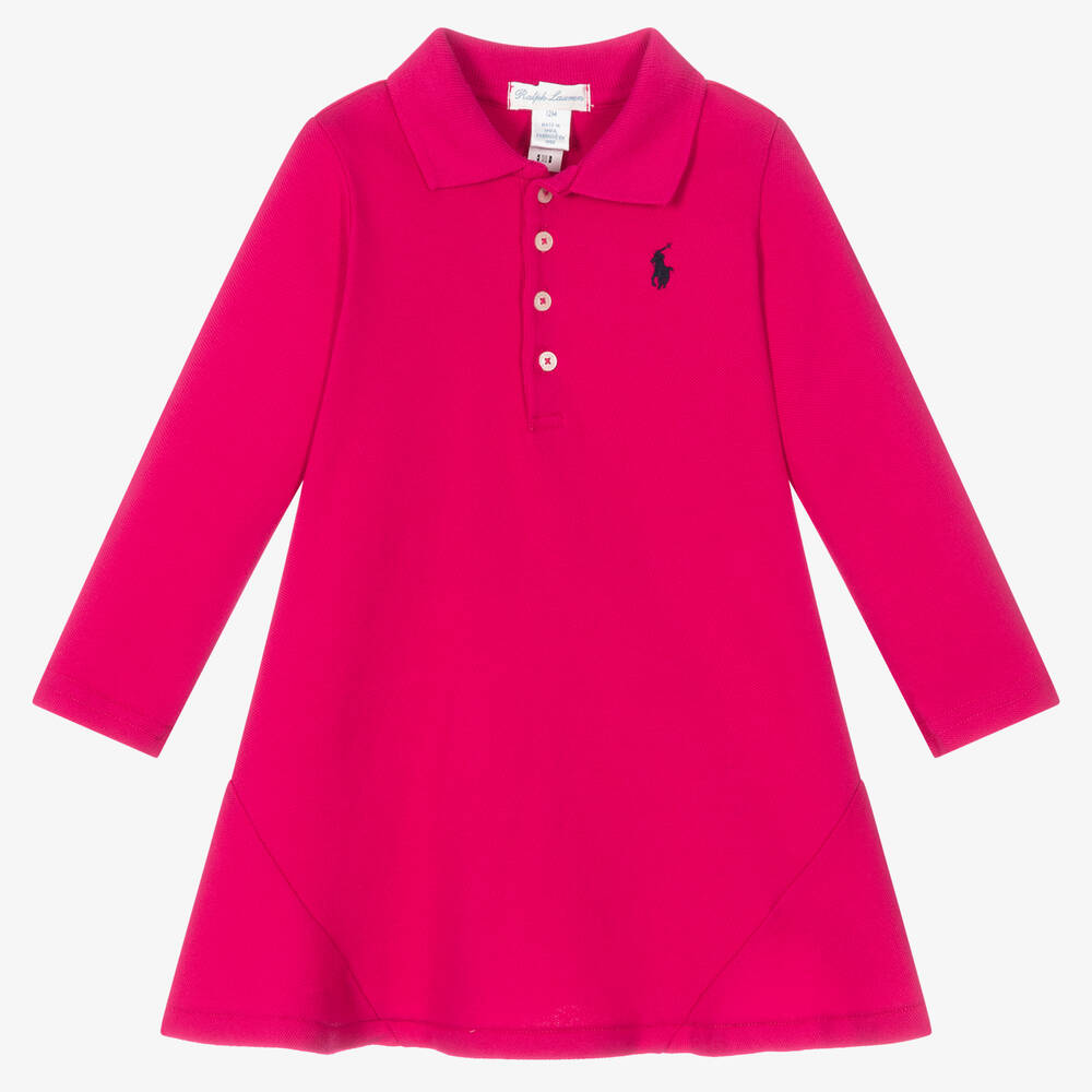 Ralph Lauren - Baby Girls Pink Polo Dress | Childrensalon