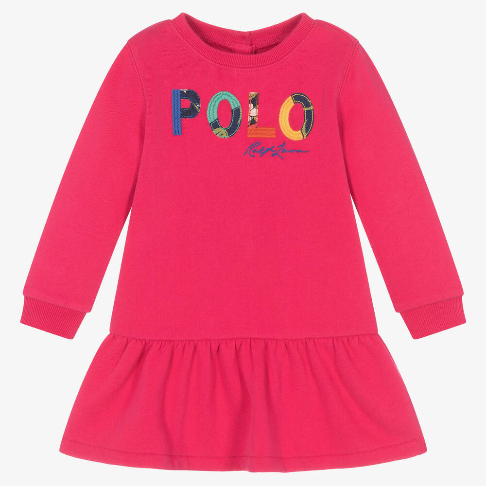 Ralph Lauren - Baby Girls Pink Polo Dress | Childrensalon