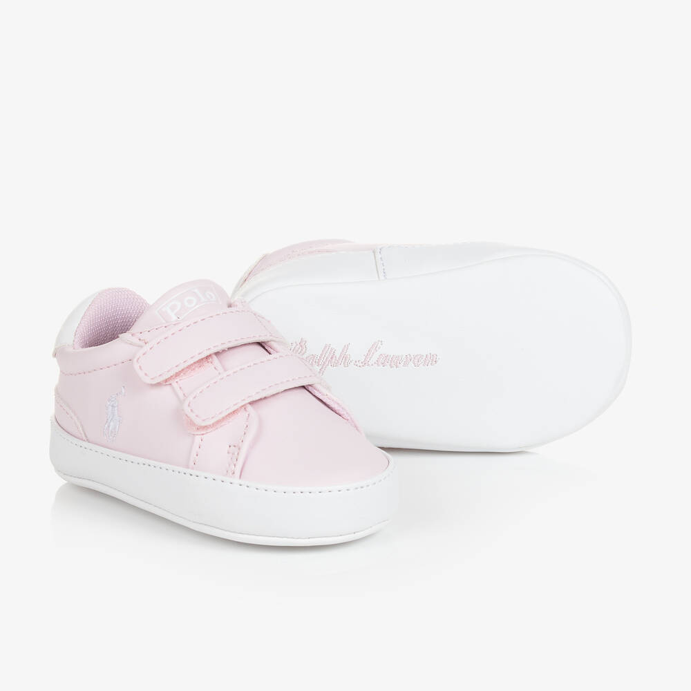 Ralph Lauren - Baby Girls Pink Pre-Walker Trainers | Childrensalon