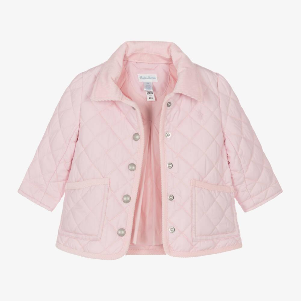 Ralph Lauren-Baby Girls Pink Quilted Hooded Jacket | Childrensalon Outlet