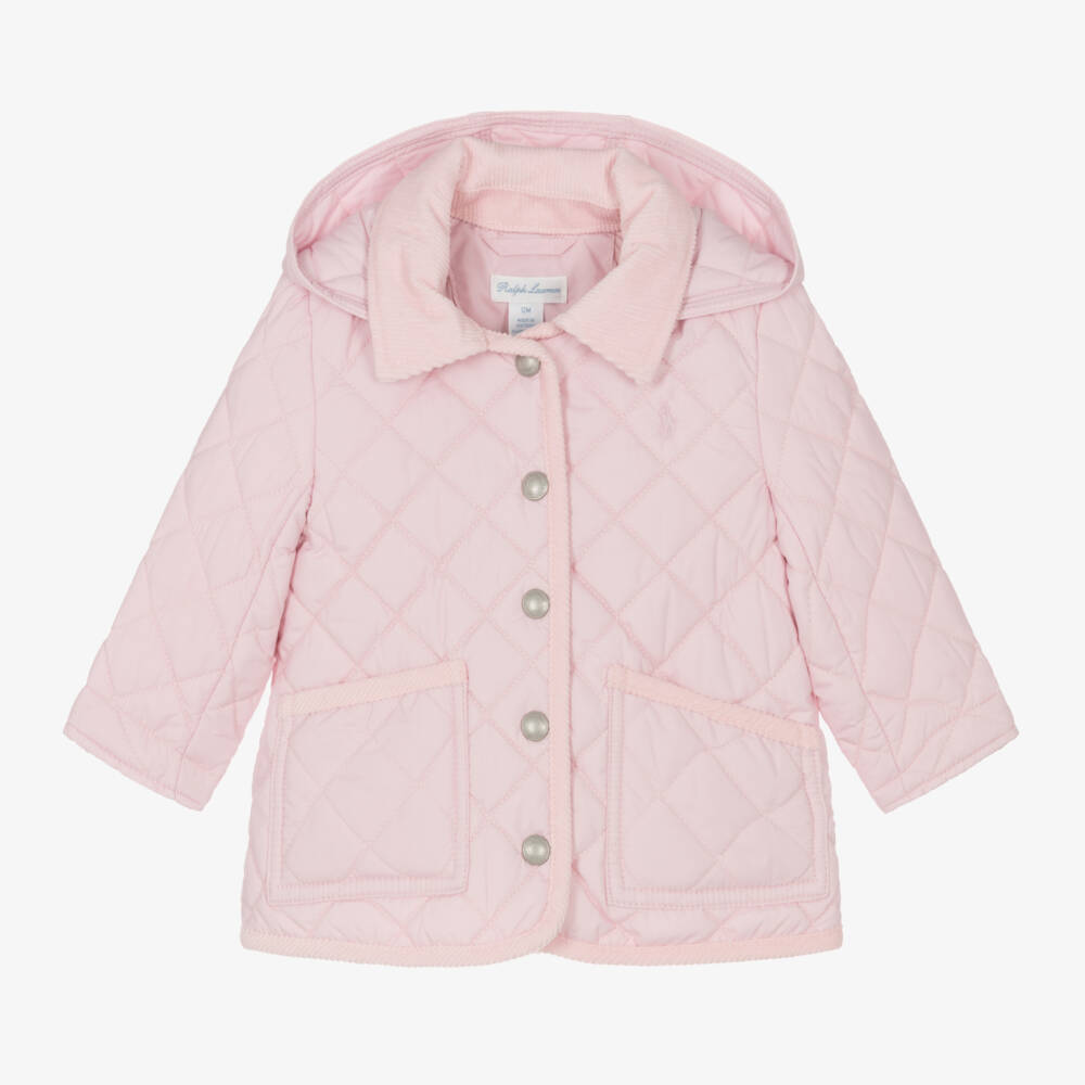 Ralph Lauren-Baby Girls Pink Quilted Hooded Jacket | Childrensalon Outlet