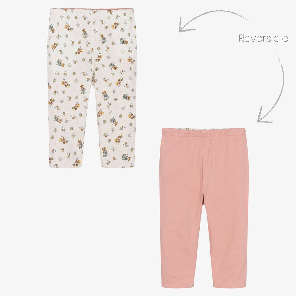 Ralph Lauren - Baby Girls Pink Reversible Trousers | Childrensalon