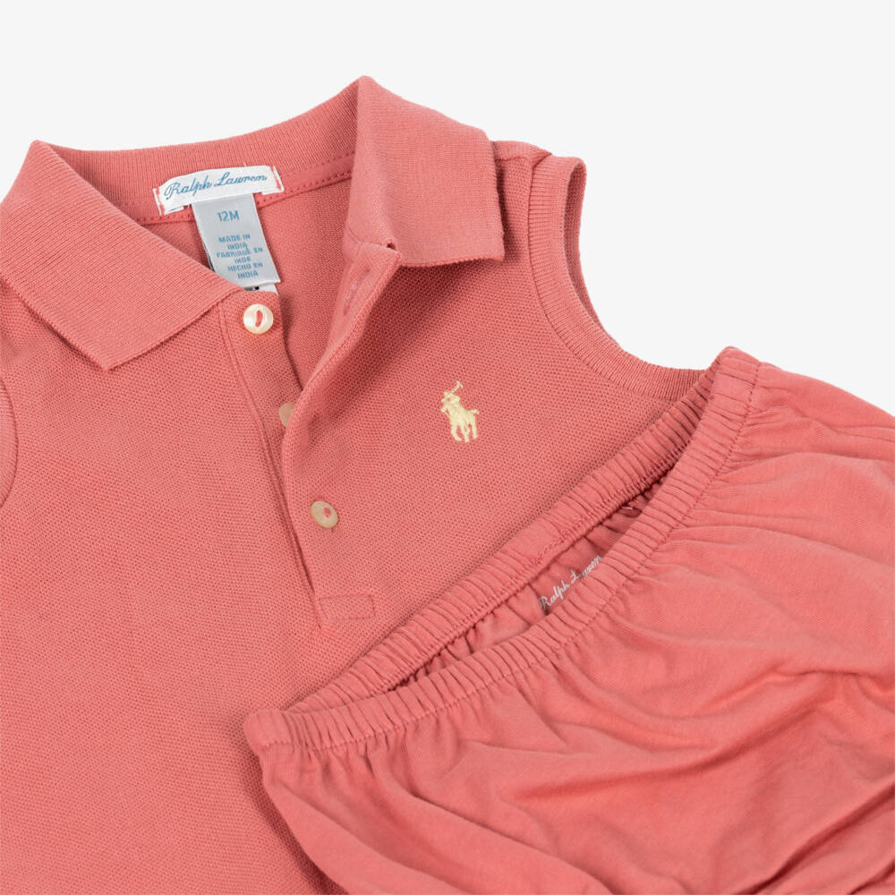 Ralph Lauren-Baby Girls Pink Sleeveless Polo Dress with Ruffle Hem | Childrensalon Outlet