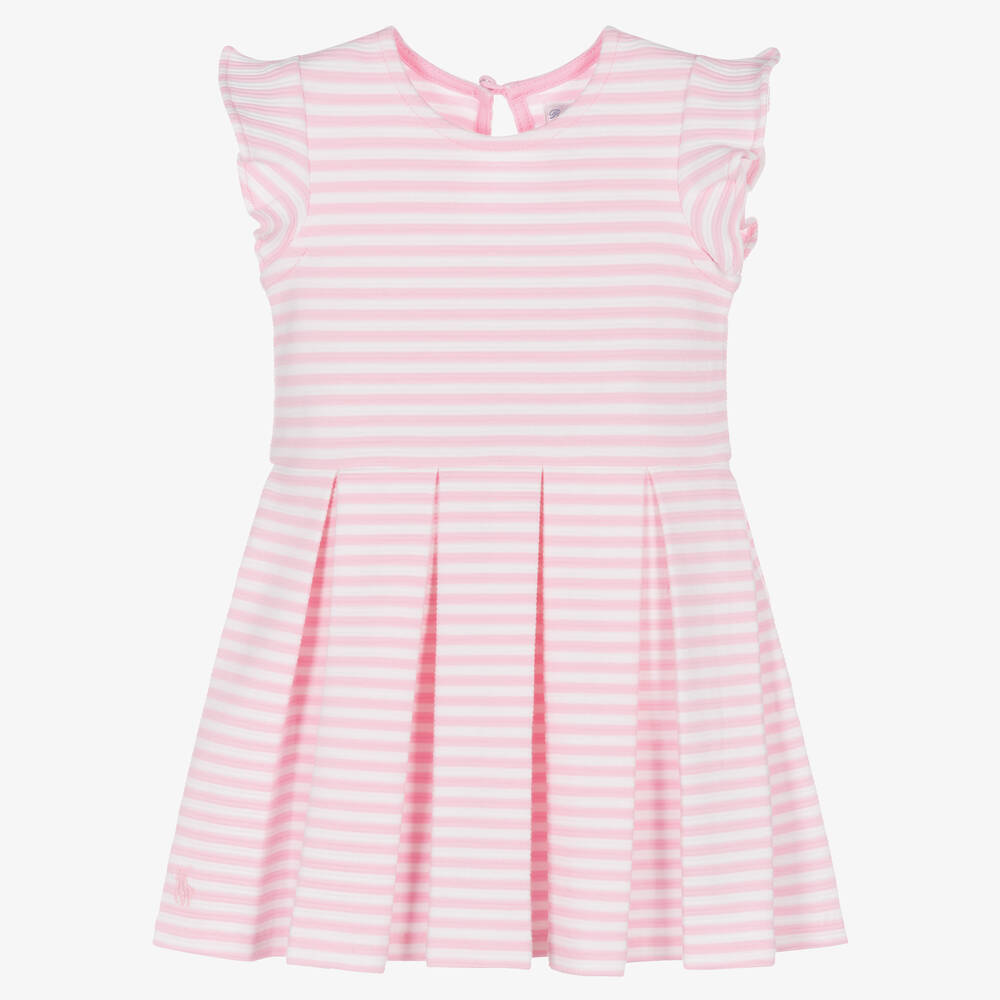 Ralph Lauren - Robe rose rayée en coton bébé fille | Childrensalon