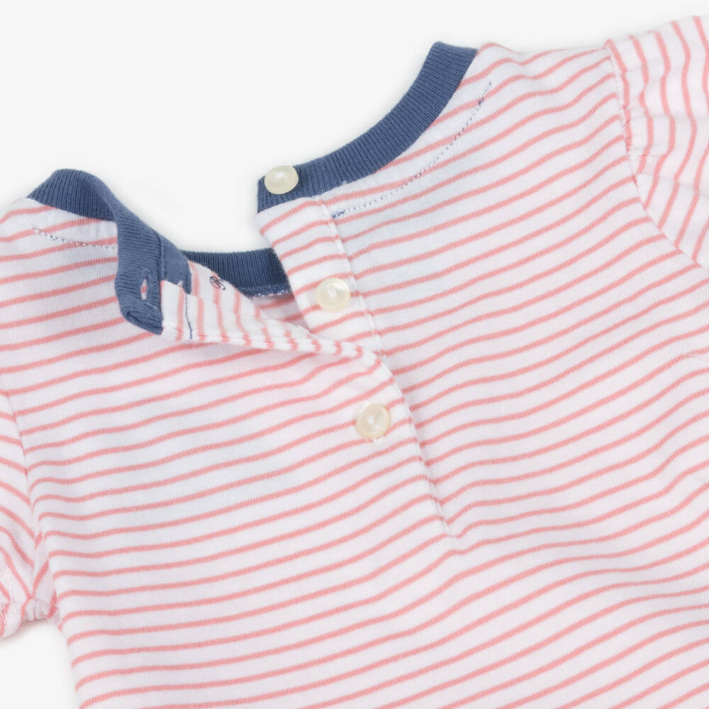 Ralph Lauren-Baby Girls Pink Stripe Cotton T-Shirt | Childrensalon Outlet