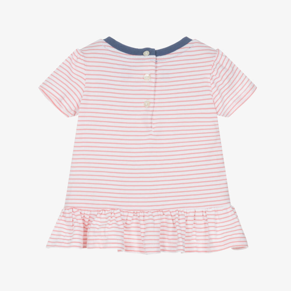 Ralph Lauren-Baby Girls Pink Stripe Cotton T-Shirt | Childrensalon Outlet