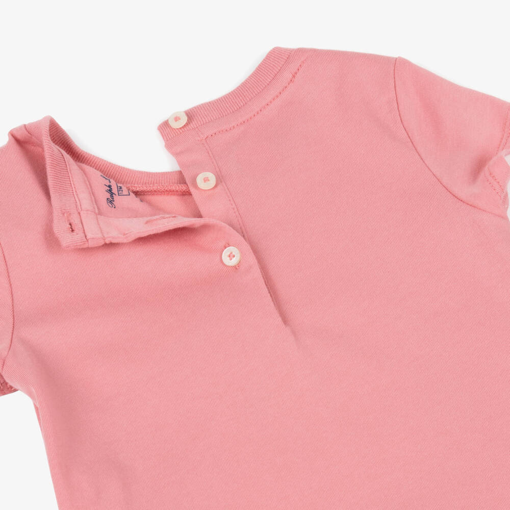 Ralph Lauren-Baby Girls Pink Tennis Polo Bear Cotton T-Shirt Dress | Childrensalon Outlet