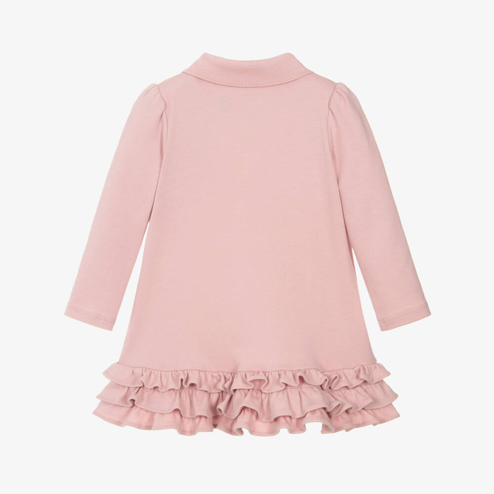 Ralph Lauren-Baby Girls Powder Pink Cotton Ruffled Polo Dress | Childrensalon Outlet