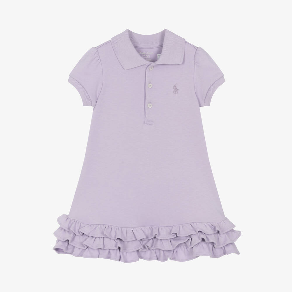 Ralph Lauren-Baby Girls Purple Cotton Polo Dress | Childrensalon Outlet