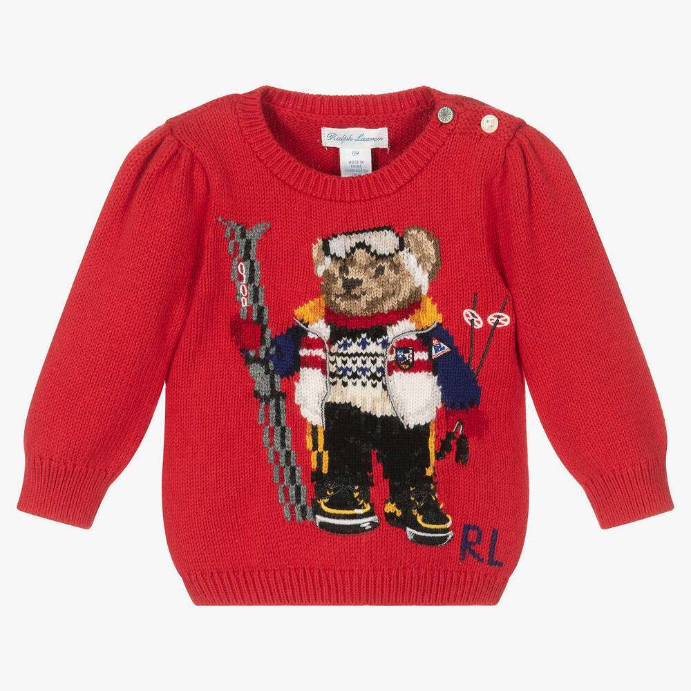 Ralph Lauren - Roter Bärenpullover für Babys (M) | Childrensalon