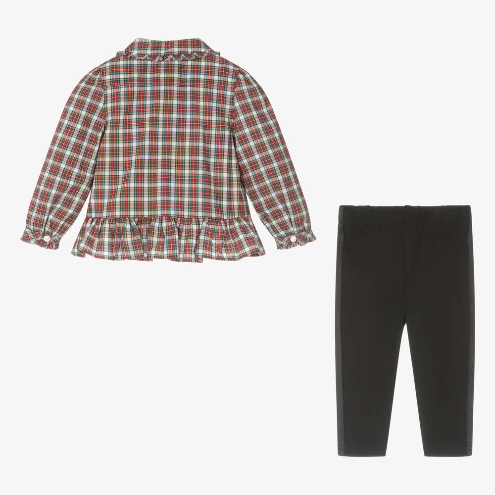 Ralph Lauren-طقم ليقنز كاروهات قطن بوبلين لون أحمر وكحلي | Childrensalon Outlet