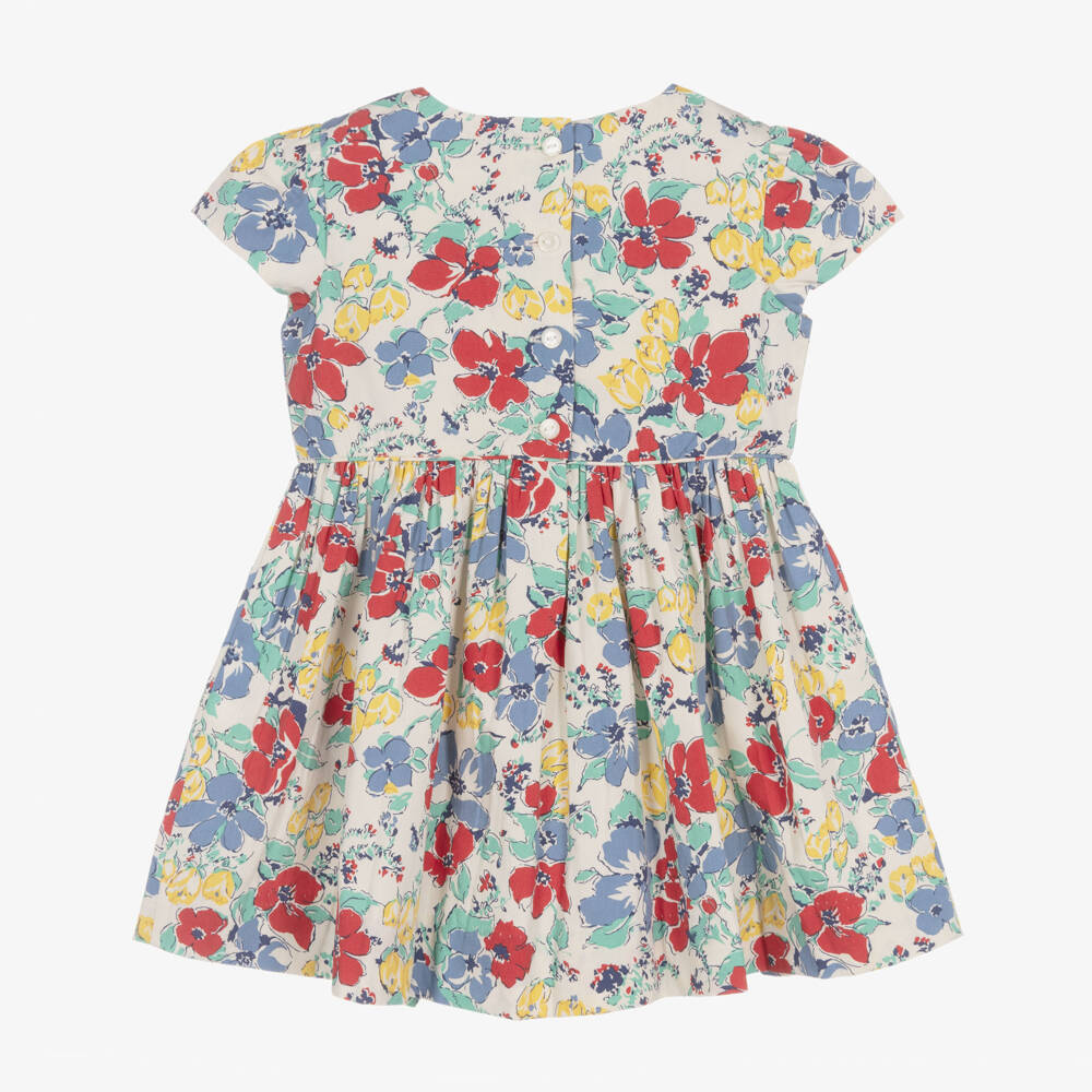 Ralph Lauren-Baby Girls Red & Blue Cotton Floral Dress | Childrensalon Outlet