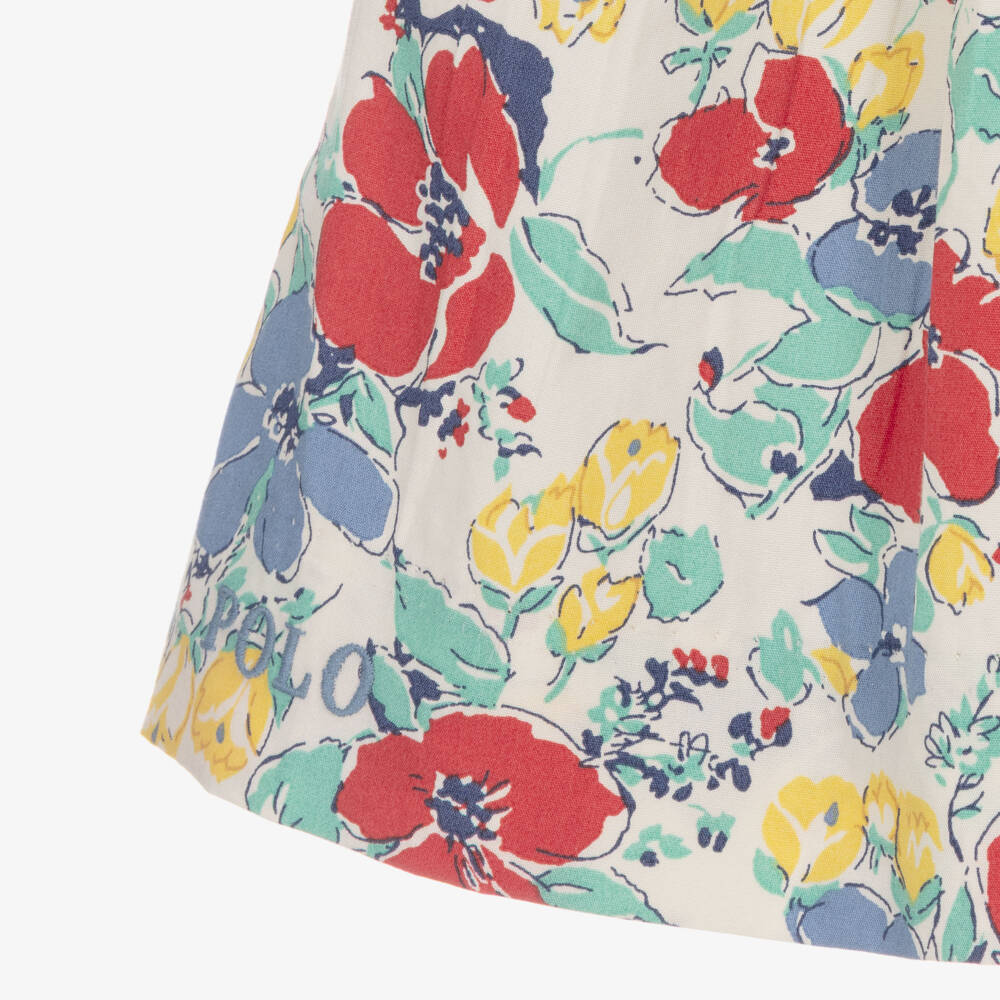 Ralph Lauren-Baby Girls Red & Blue Cotton Floral Dress | Childrensalon Outlet