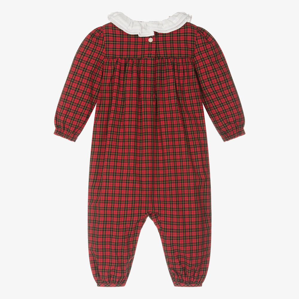 Ralph Lauren Baby Girls Red Check Cotton Romper