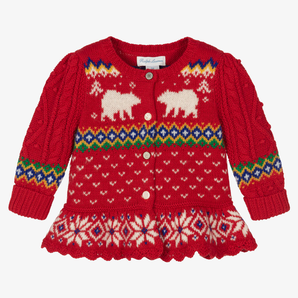 Baby Girls Red Festive Cardigan
