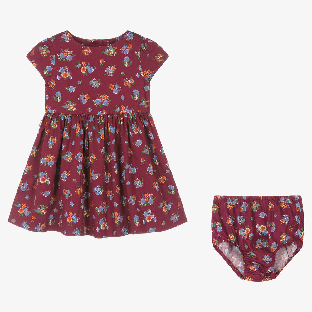 Ralph Lauren-Красное хлопковое платье в цветочек | Childrensalon Outlet