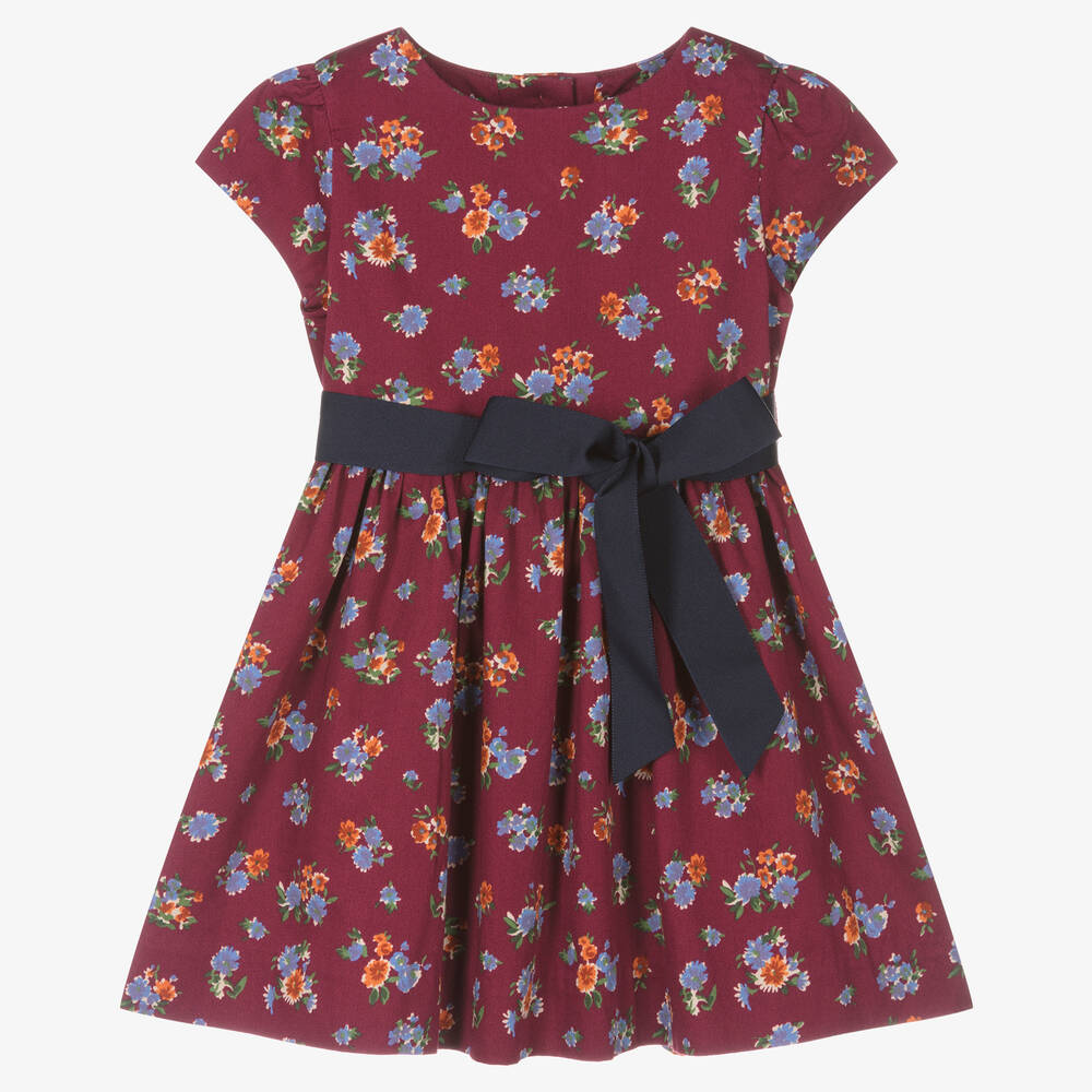 Ralph Lauren - Rotes geblümtes Baumwoll-Babykleid | Childrensalon