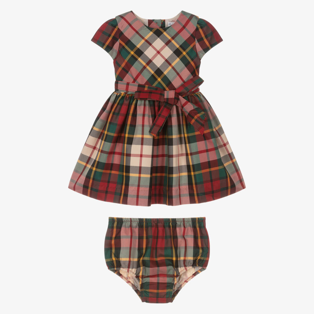 Ralph Lauren-Baby Girls Red & Green Tartan Satin Dress | Childrensalon Outlet