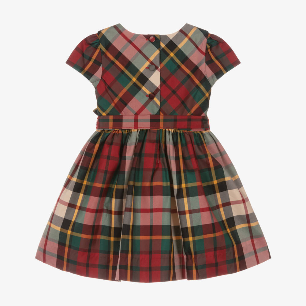 Ralph Lauren-Baby Girls Red & Green Tartan Satin Dress | Childrensalon Outlet