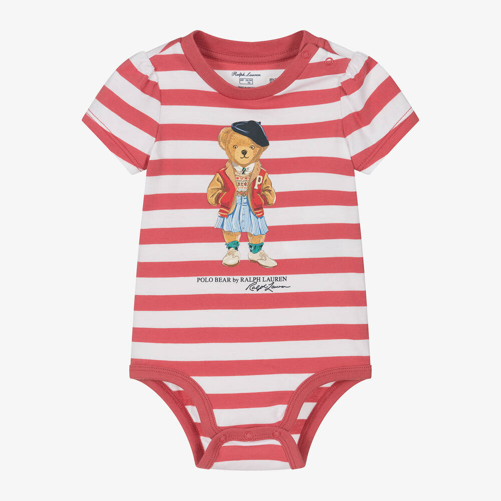 Baby Girls Red Striped Cotton Bodysuit
