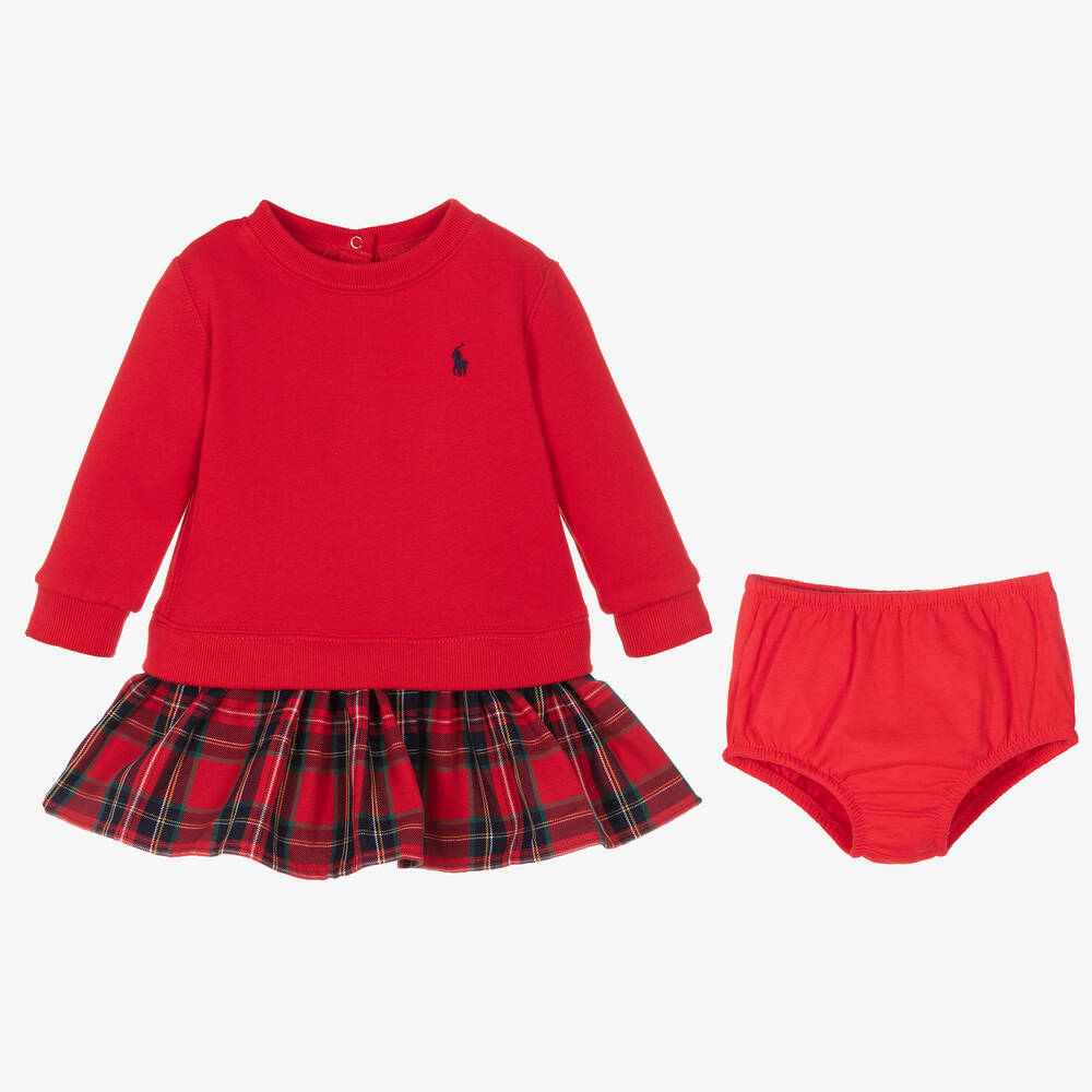 Ralph Lauren Baby Girls Red Tartan Dress Childrensalon Outlet