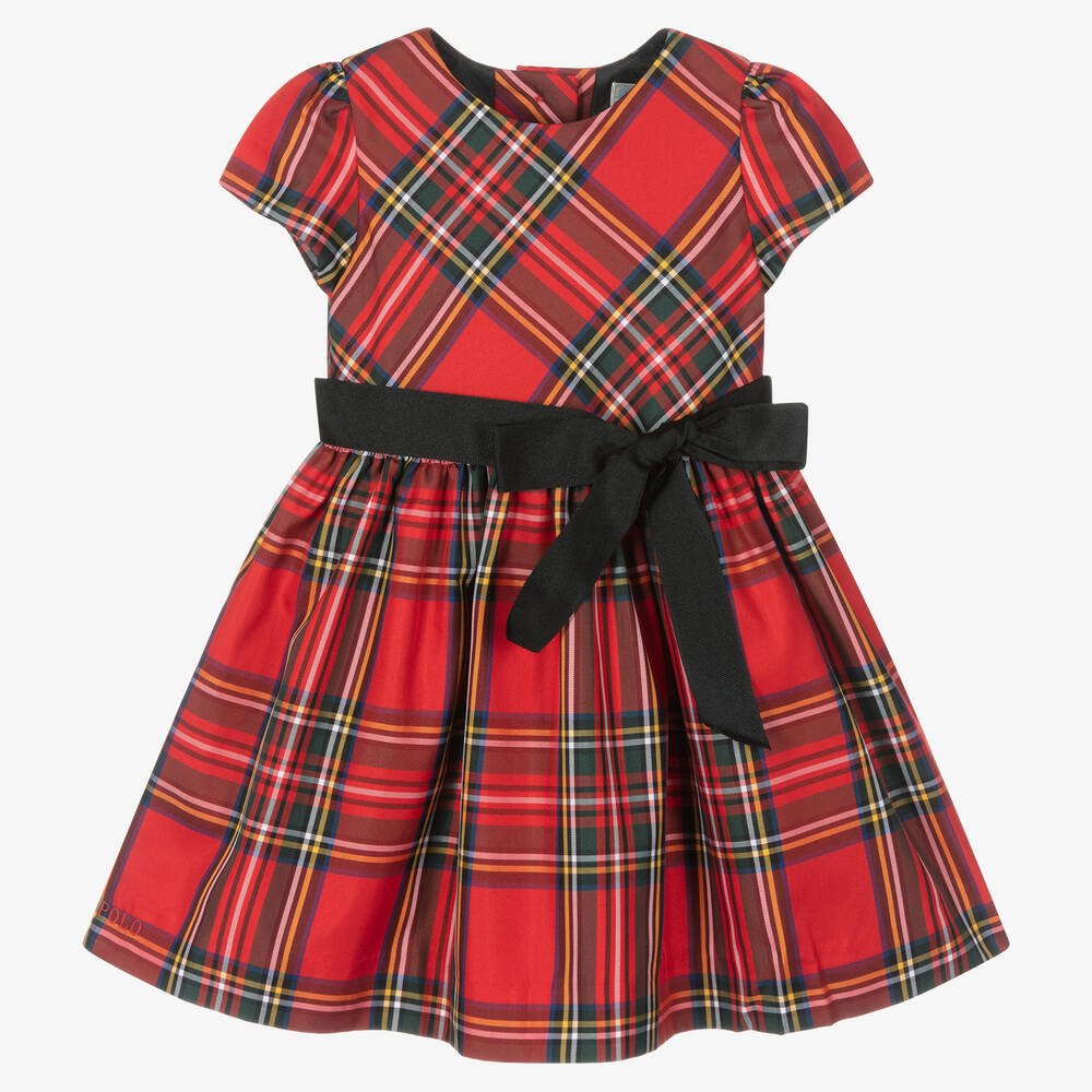 Ralph Lauren - Красное платье в клетку для малышек | Childrensalon