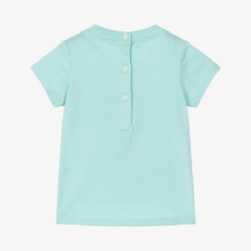 Ralph Lauren-Baby Girls Turquoise Blue Polo Bear T-Shirt | Childrensalon Outlet