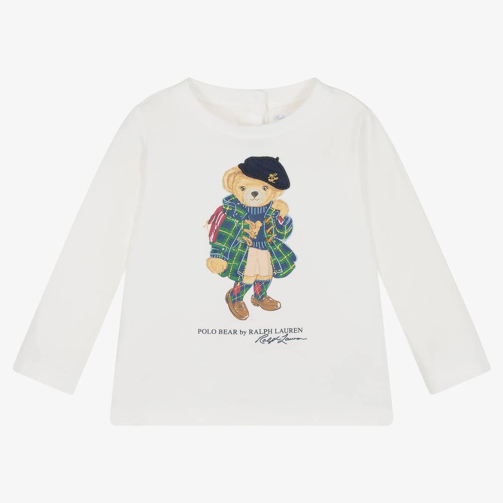 Ralph Lauren - Weißes Baumwolloberteil für Babys | Childrensalon