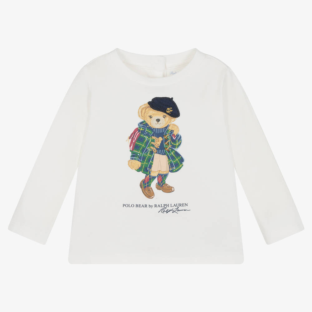 Ralph Lauren - Baby Girls White Cotton Top | Childrensalon