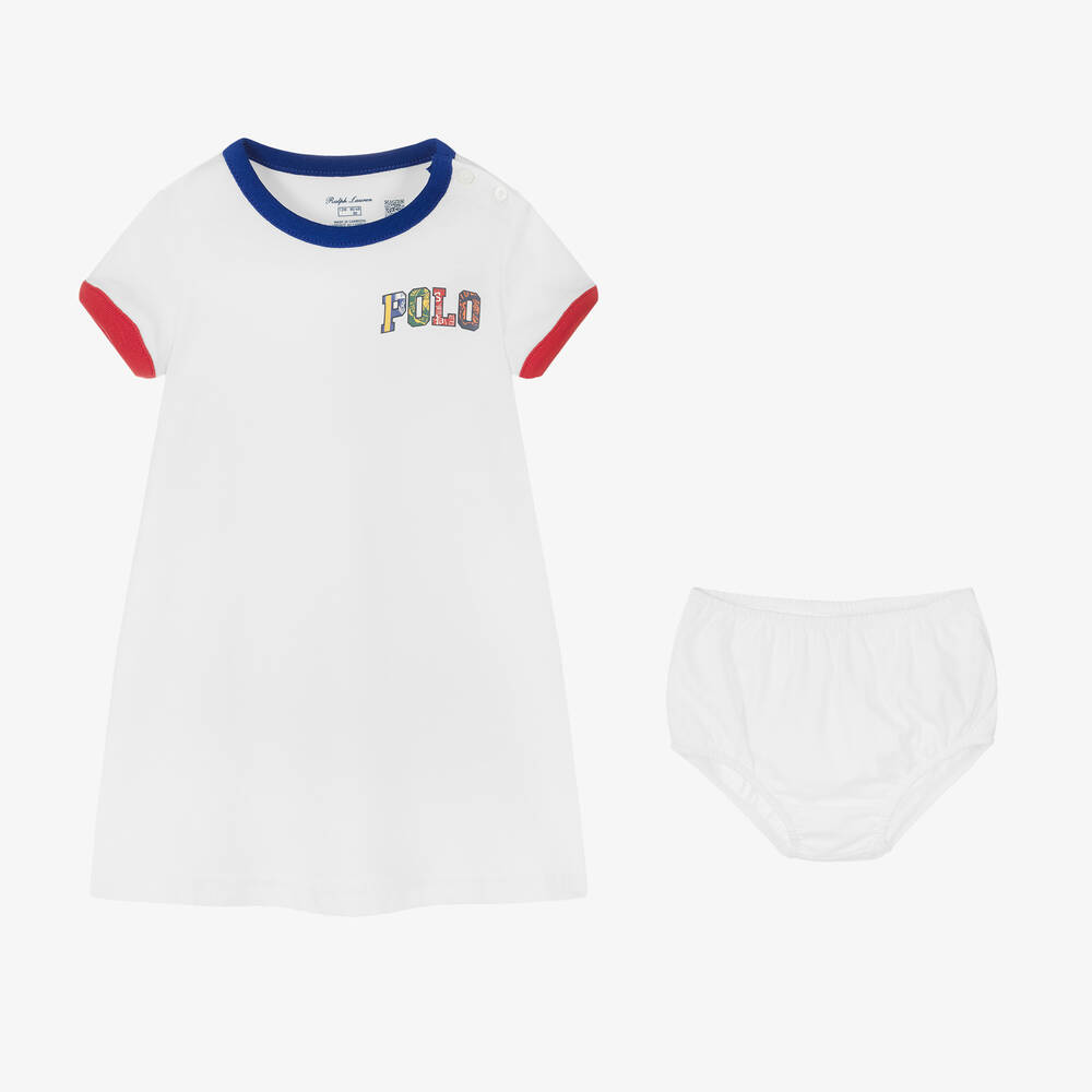 Ralph Lauren-Baby Girls White Dress Set | Childrensalon Outlet