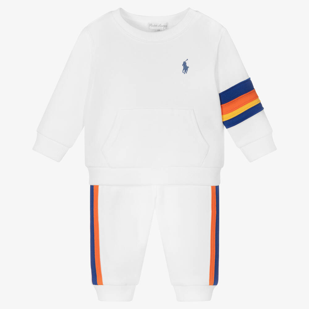 Ralph Lauren - Baby Girls White Tracksuit | Childrensalon