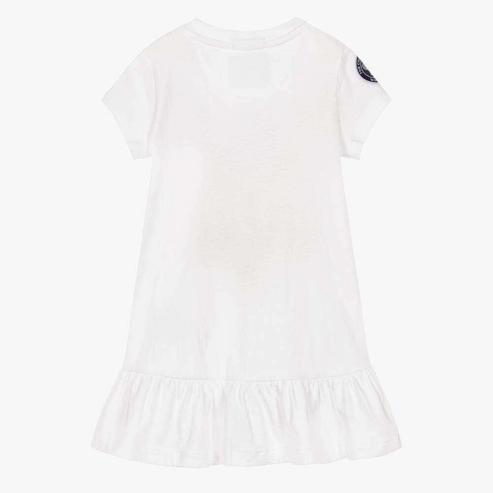 Ralph Lauren-Baby Girls White Wimbledon Collection Dress with Polo Bear | Childrensalon Outlet
