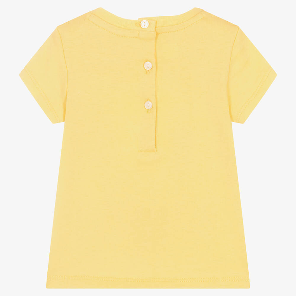 Ralph Lauren-Baby Girls Yellow Cotton Logo T-Shirt | Childrensalon Outlet