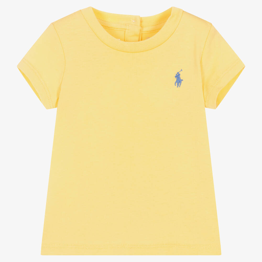Ralph Lauren - T-shirt jaune en coton bébé fille | Childrensalon