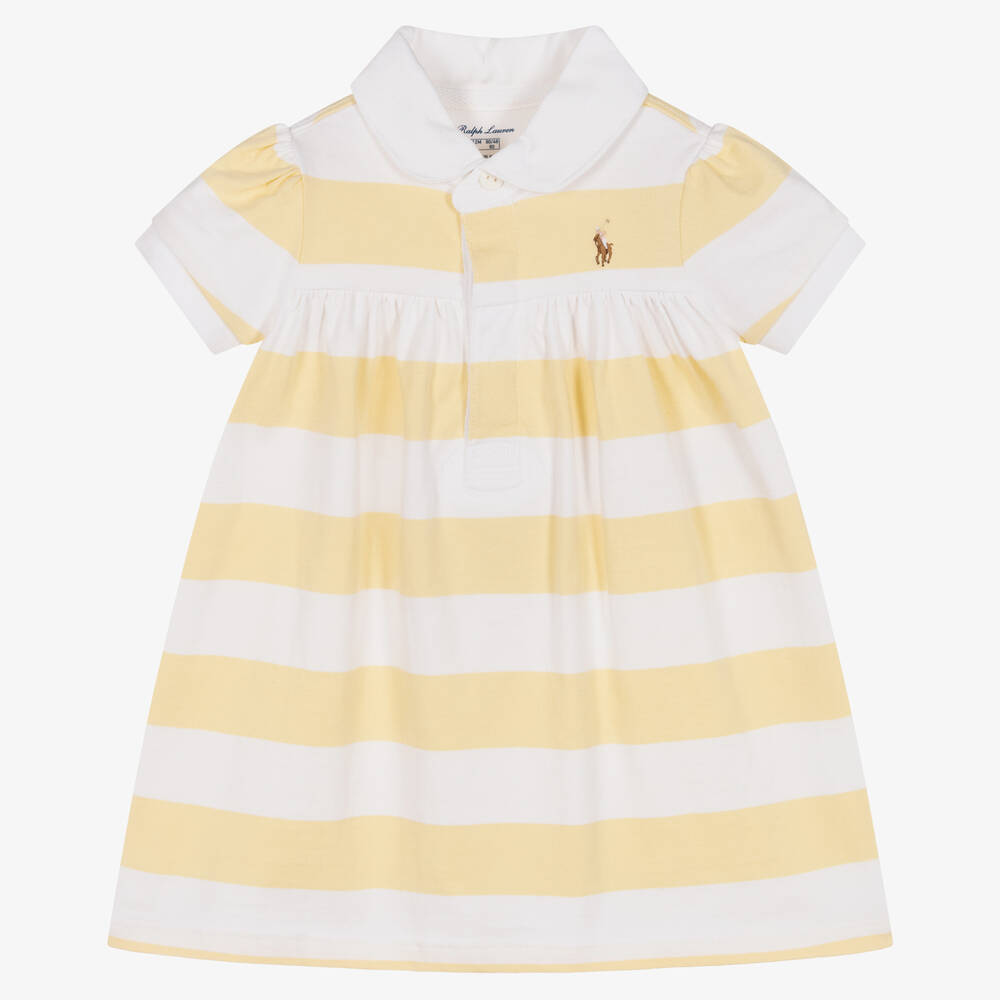 Ralph Lauren - Baby Girls Yellow Stripe Dress | Childrensalon