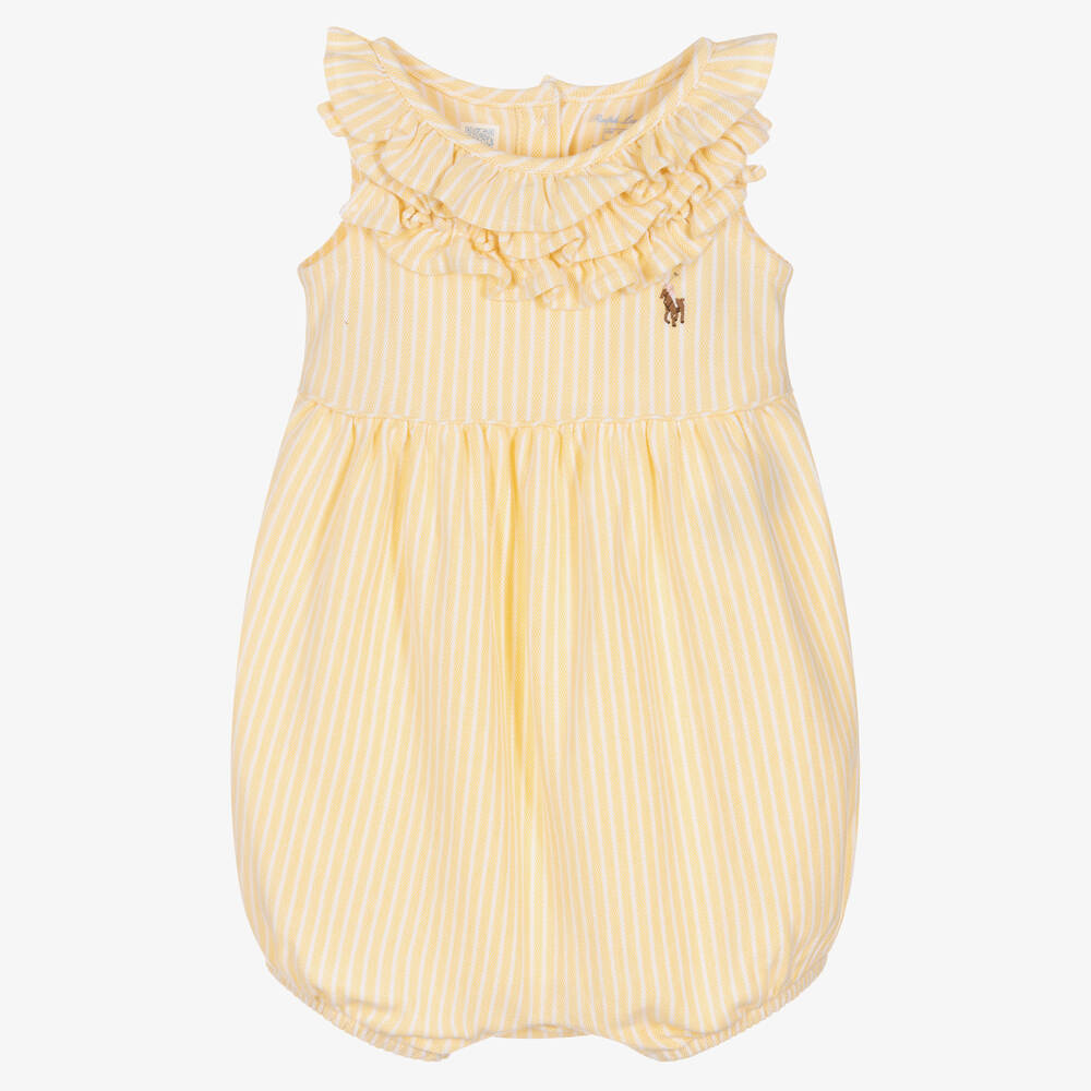 Ralph Lauren - Baby Girls Yellow Stripe Shortie | Childrensalon