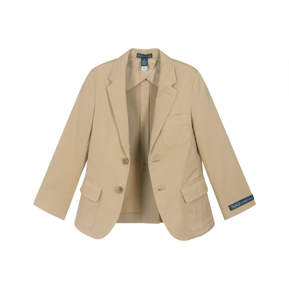 Ralph Lauren-Beige Cotton Tailored Boys Jacket | Childrensalon Outlet