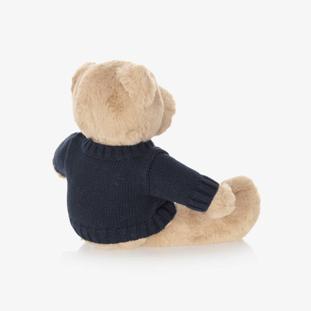 Ralph Lauren-Beige Polo Bear Soft Toy with Navy Blue Flag Sweater (20cm) | Childrensalon Outlet