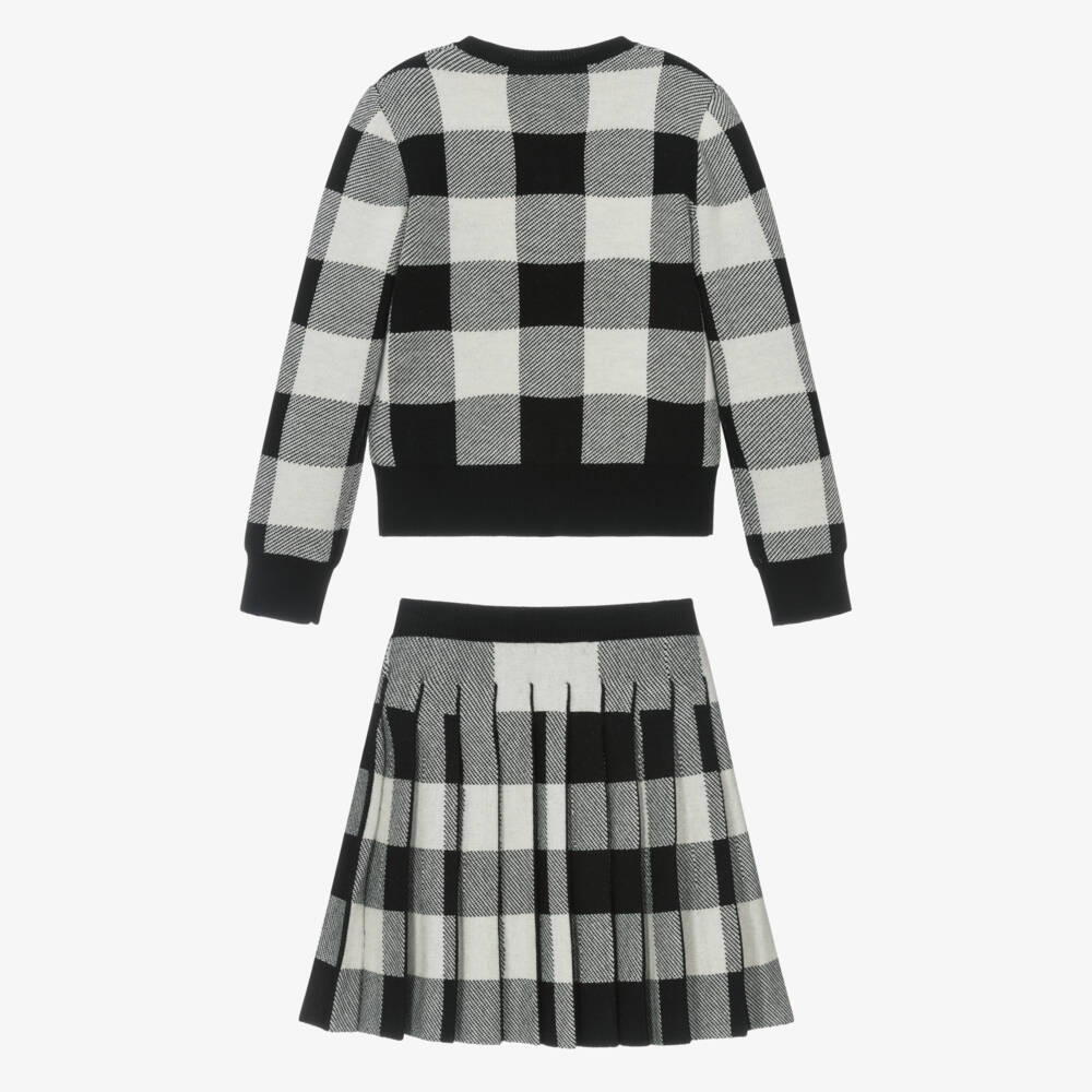Ralph Lauren-Black And Ivory Check Skirt Set | Childrensalon Outlet