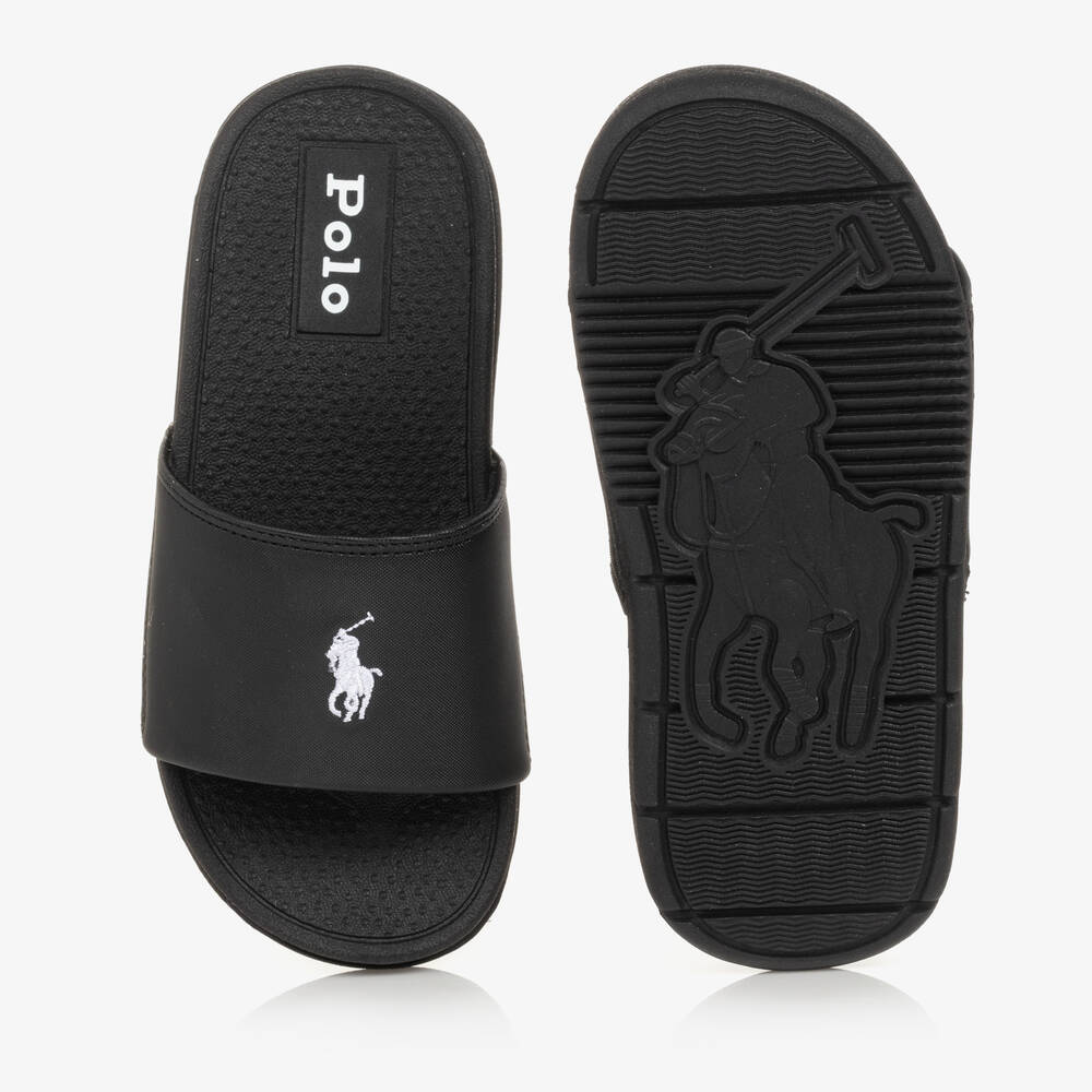 Ralph Lauren-Black Pony Sliders | Childrensalon Outlet