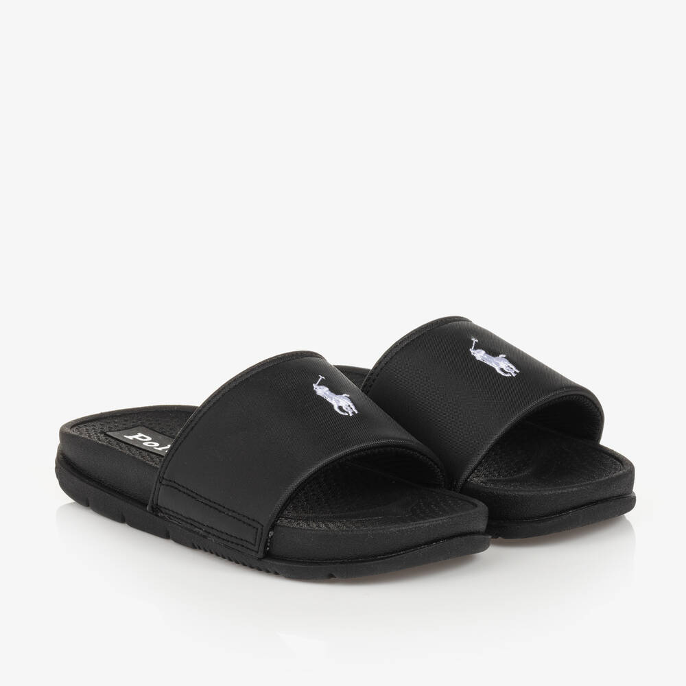 Ralph Lauren-Black Pony Sliders | Childrensalon Outlet