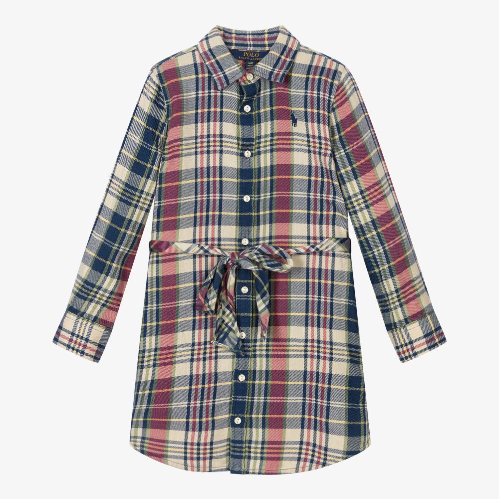 Polo Ralph Lauren - Robe écossaise bleue et beige | Childrensalon