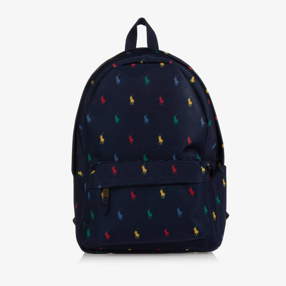 Ralph Lauren-Blue Canvas Pony Backpack (44cm) | Childrensalon Outlet